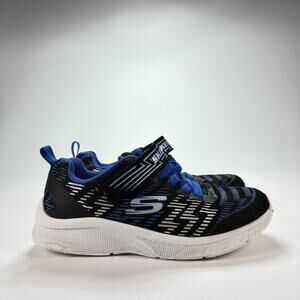 Skechers Blue Black Strap Low Top Sneakers Shoes 411040LR Youth Boys Size 2